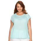 Plus Size Dana Buchman Eyelet-yoke Scoopneck Top, Women's, Size: 2xl, Turquoise/blue (turq/aqua)
