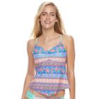 Juniors' Malibu Print Tankini Top, Size: Xs, Blue Other