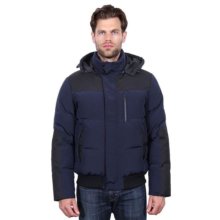 Men's Tahari Elements Mixed Media Hooded Parka, Size: Large, Blue (navy)