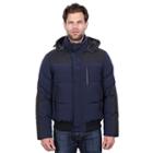 Men's Tahari Elements Mixed Media Hooded Parka, Size: Large, Blue (navy)