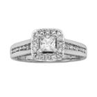 Igl Certified Diamond Halo Engagement Ring In 14k White Gold (1 1/2 Ct. T.w.), Women's, Size: 8.50
