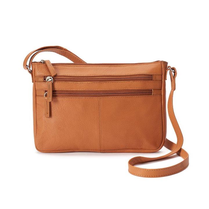 R & R Leather East West Crossbody Bag, Women's, Beig/green (beig/khaki)