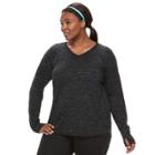 Plus Size Tek Gear&reg; Printed Long Sleeve Tee, Women's, Size: 1xl, Black
