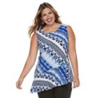 Plus Size Dana Buchman Printed Asymmetrical Tank, Women's, Size: 2xl, Med Blue