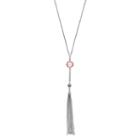 Long Pink Stone Tassel Y Necklace, Women's