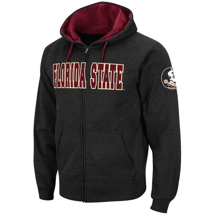 Men's Florida State Seminoles Full-zip Fleece Hoodie, Size: Medium, Dark Grey