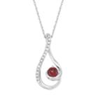 10k White Gold Garnet & 1/10 Carat T.w. Diamond Teardrop Pendant Necklace, Women's, Size: 18, Red