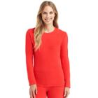 Women's Cuddl Duds Softwear Crewneck Top, Size: Medium, Red