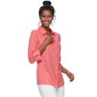 Women's Croft & Barrow&reg; Solid Linen-blend Shirt, Size: Medium, Med Orange