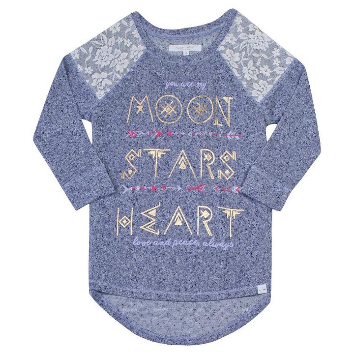 Girls 7-16 & Plus Size Harper & Elliott Lace Raglan Graphic Tee, Girl's, Size: Xl, Blue (navy)