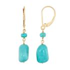 14k Gold Turquoise Drop Earrings, Women's, Blue
