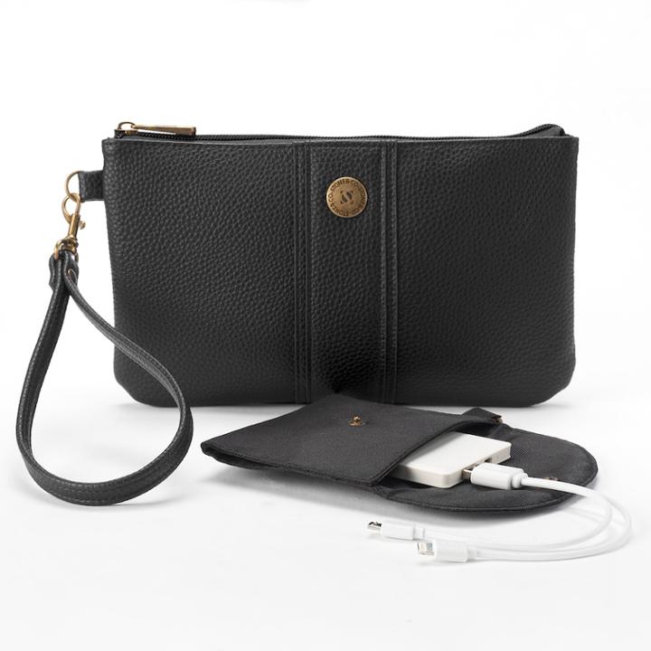 Stone & Co. Pebbled Leather Phone Charging Wristlet, Women's, Black