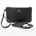 Stone & Co. Pebbled Leather Phone Charging Wristlet, Women's, Black