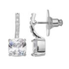 Dana Buchman Cubic Zirconia Curved Bar Nickel Free Drop Earrings, Women's, Silver