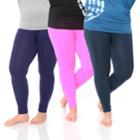 Plus Size White Mark 3-pack Solid Leggings, Women's, Purple Oth