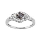 Sterling Silver 1/2 Carat T.w. Black & White Diamond Swirl Ring, Women's, Size: 7