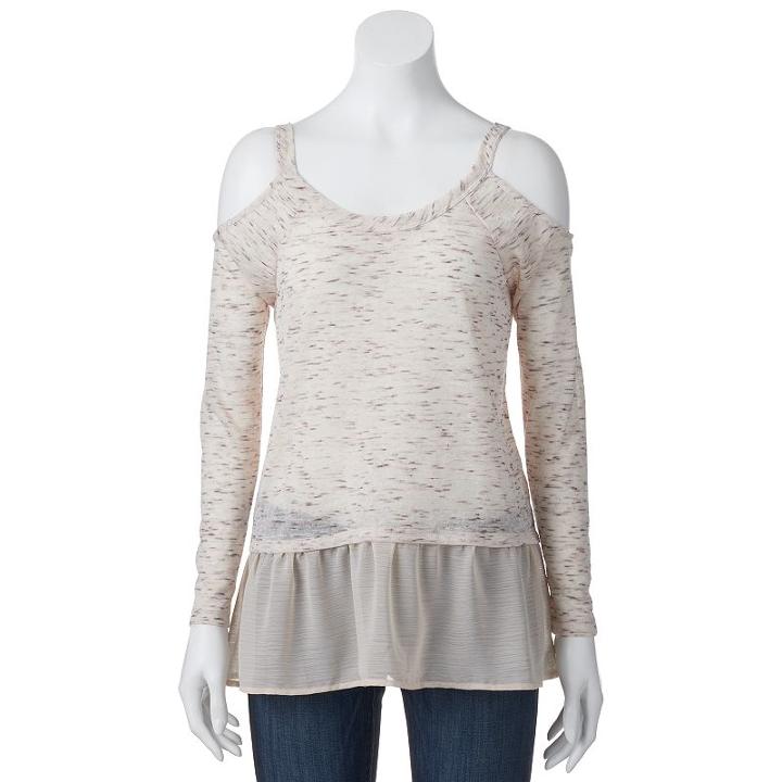 Juniors' About A Girl Cold-shoulder Top, Size: Medium, White Oth