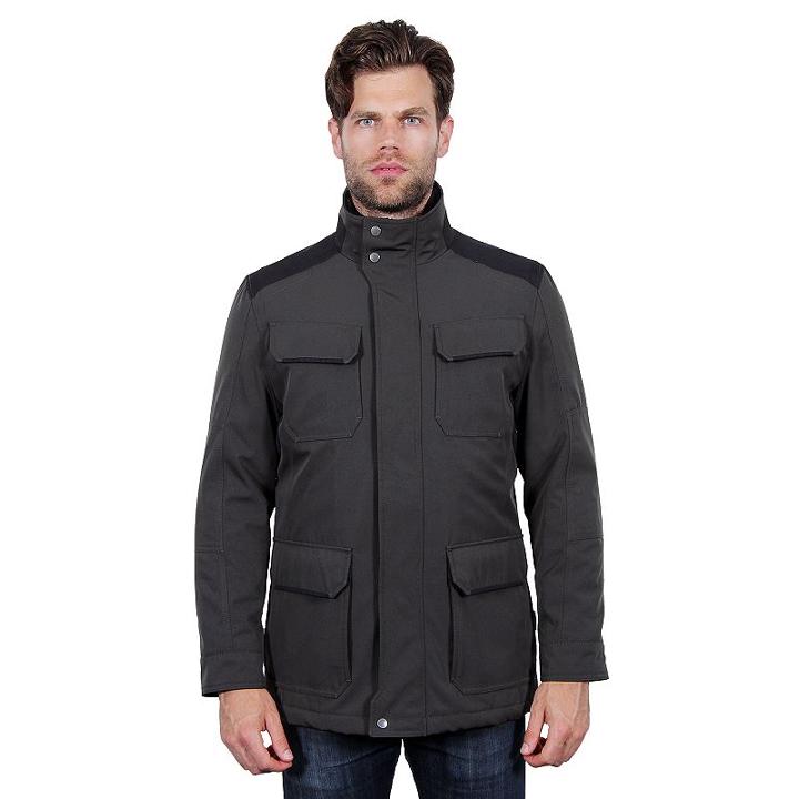 Men's Tahari Elements Microtech Bonded Military Jacket, Size: Large, Grey (charcoal)