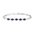 10k White Gold Sapphire & 1/10 Carat T.w. 5-stone Diamond Bracelet, Women's, Size: 7.5, Blue
