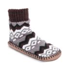 Women's Muk Luks Short Slipper Socks, Size: L-xl, Dark Brown