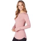 Women's Cuddl Duds Smooth Layer Crewneck Top, Size: Large, Orange