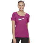 Women's Nike Swoosh Short Sleeve Graphic Tee, Size: Small, Dark Red