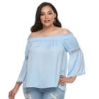 Plus Size Jennifer Lopez Crochet Off-the-shoulder Top, Women's, Size: 3xl, Med Blue