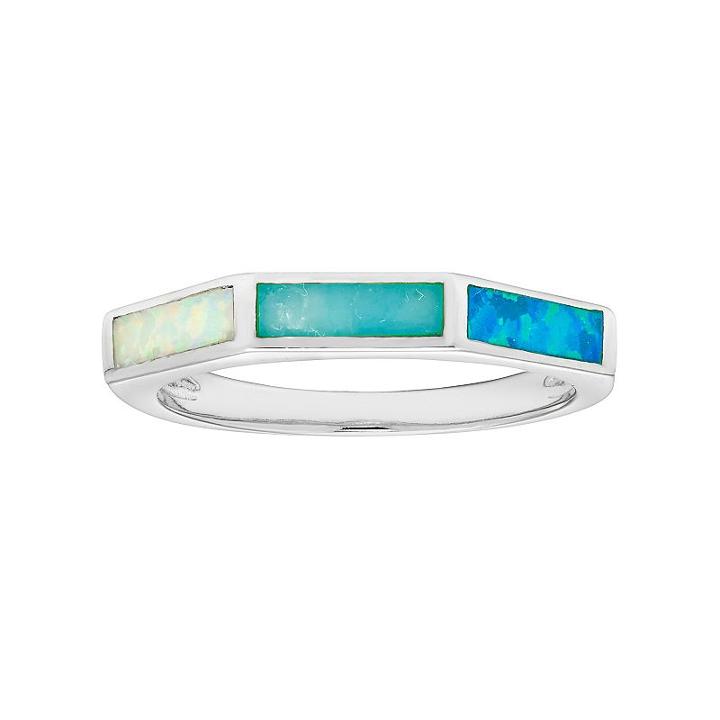 Sterling Silver Lab-created Opal & Larimar Ring, Women's, Size: 6, Blue