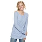 Women's Sonoma Goods For Life&trade; Lattice Cable-knit Crewneck Sweater, Size: Xl, Light Blue
