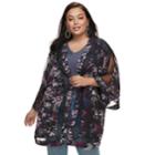 Plus Size Jennifer Lopez Lace Floral Kimono, Women's, Size: 2x-3x, Black