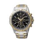 Seiko Men's Two Tone Stainless Steel Solar Chronograph Watch - Ssc142, Size: Large, Multicolor