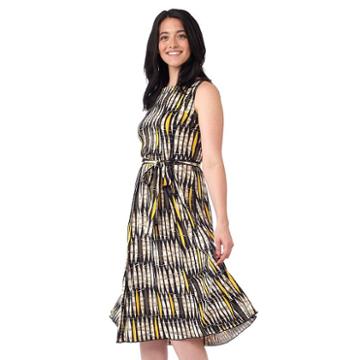 Women's Ile New York Geometric Midi Dress, Size: 12, Yellow