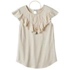 Girls 7-16 Self Esteem Crochet Lace Flounce Overlay Top With Necklace, Size: Small, White Oth