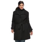 Plus Size Gallery Belted Wool Blend Coat, Women's, Size: 3xl, Black