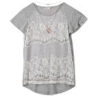 Girls 7-16 Speechless Crochet Lace Overlay Top With Necklace, Size: Medium, Silver