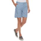 Women's Caribbean Joe Print Scallop-hem Bermuda Shorts, Size: 6, Dark Blue