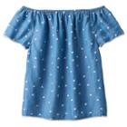 Girls 7-16 So&reg; Off Shoulder Heart Pattern Woven Babydoll Top, Girl's, Size: 16, Light Grey