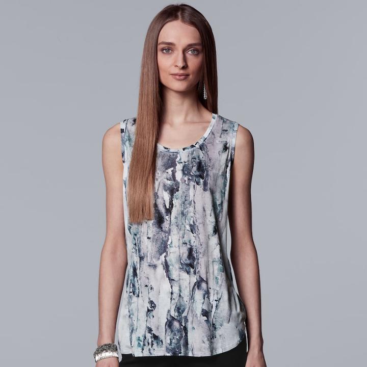 Women's Simply Vera Vera Wang Watercolor Tulip Hem Tank, Size: Xl, Grey