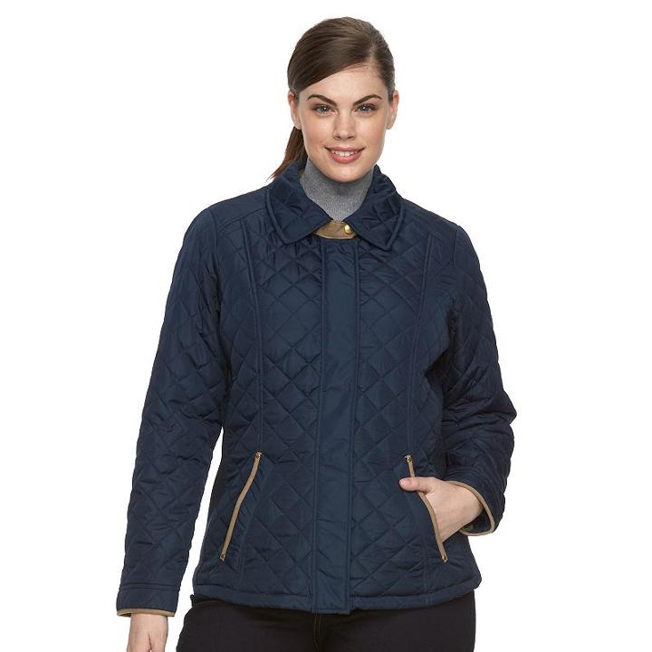 Plus Size Weathercast Side Stretch Quilted Jacket, Women's, Size: 2xl, Blue