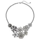 Glittery Simulated Crystal Flower Statement Necklace, Women's, Black