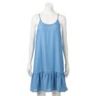 Juniors' So&reg; Chambray Flounce Hem Swing Dress, Teens, Size: Medium, Med Blue