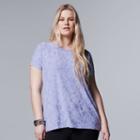 Plus Size Simply Vera Vera Wang Abstract Jacquard Tee, Women's, Size: 2xl, Purple