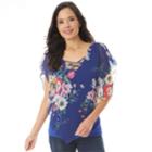 Women's Apt. 9&reg; Printed Popover Top, Size: Xl, Navy Multi Floral