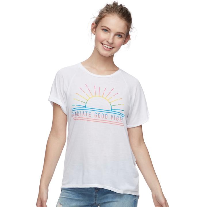 Juniors' Radiate Good Vibes Tee, Teens, Size: Large, White