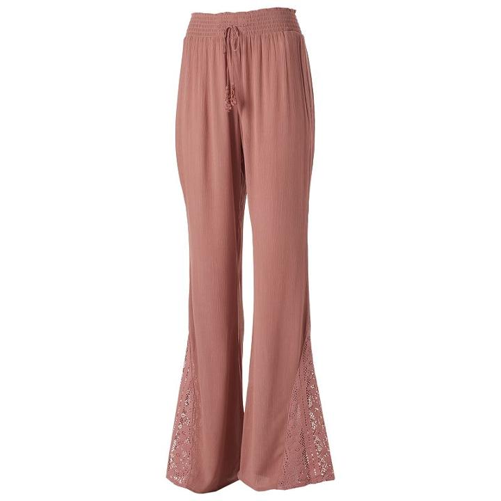 Juniors' Mudd&reg; Crochet Wide Leg Pants, Girl's, Size: Small, Med Pink