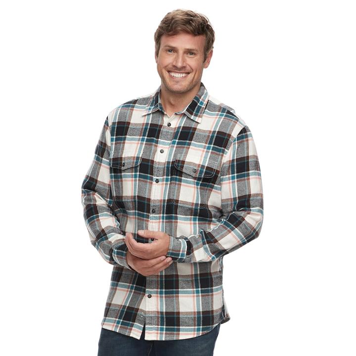 Big & Tall Sonoma Goods For Life&trade; Slim-fit Supersoft Flannel Button-down Shirt, Men's, Size: Xl Tall, Light Grey