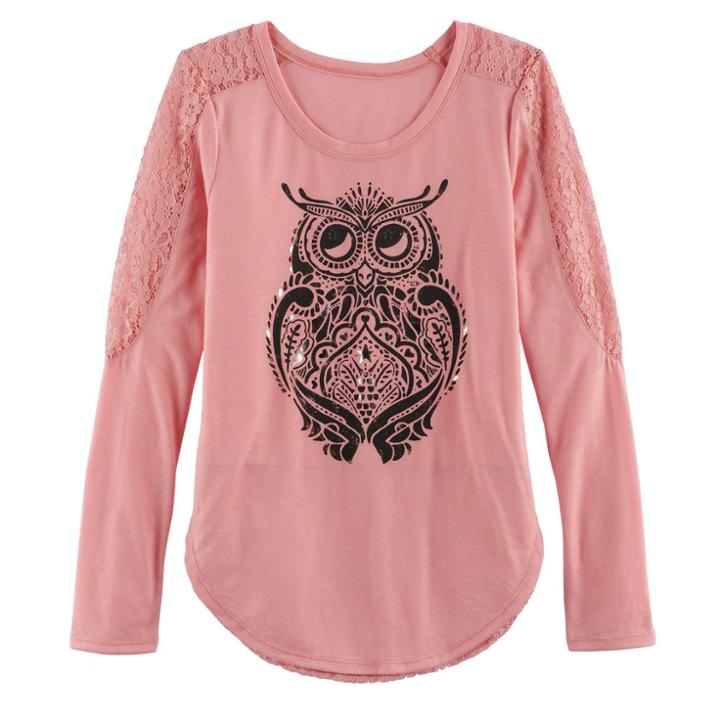 Girls 7-16 & Plus Size Mudd&reg; Pieced Lace Graphic Tee, Size: 20 1/2, Med Pink