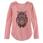 Girls 7-16 & Plus Size Mudd&reg; Pieced Lace Graphic Tee, Size: 20 1/2, Med Pink