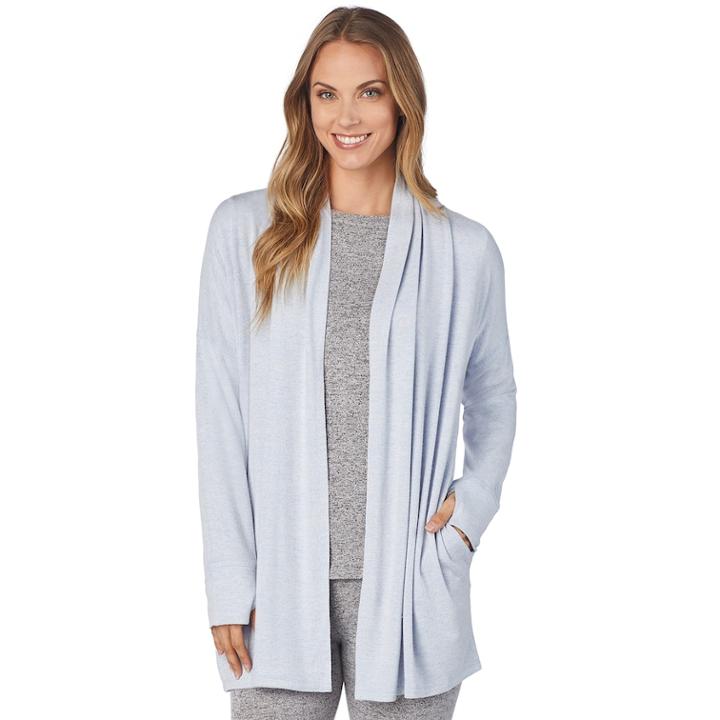 Women's Cuddl Duds Soft Knit Wrap Cardigan, Size: L-xl, Med Blue