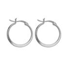 Sterling Silver Flat-circle Hoop Earrings, Women's, Grey